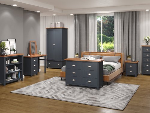 Core Dunkeld Midnight Blue and Oak Flat Packed Bedroom Furniture