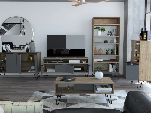 Core Vegas Bleached Oak Grey Flat Packed Living Room Furniture