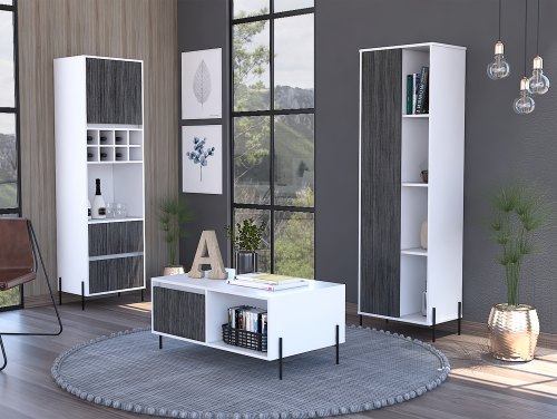 Core Dallas White and Carbon Grey Oak Flat Packed Living Room Furniture
