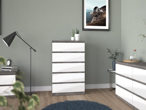 Furniture To Go Naia Concrete and White Flat Packed Bedroom Furniture