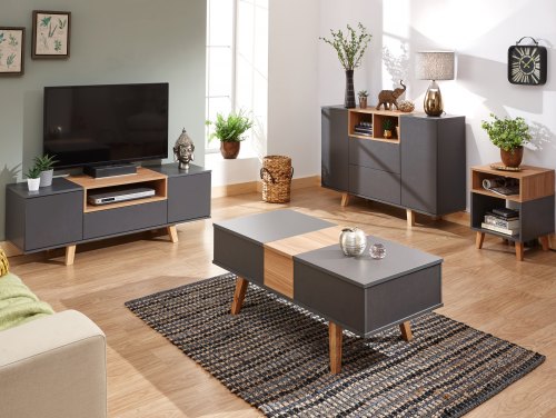 GFW Modena Grey and Oak Flat Packed Living Room Furniture