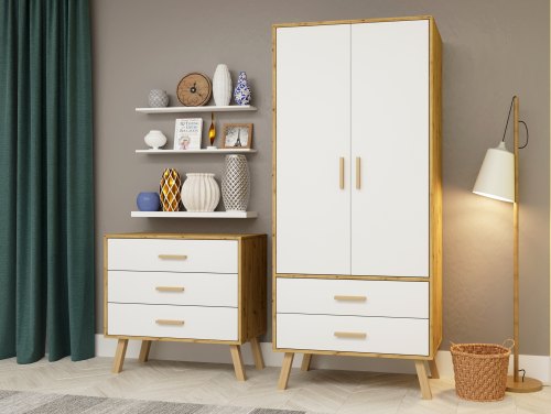Harmony Austin White and Oak Flat Packed Bedroom Furniture