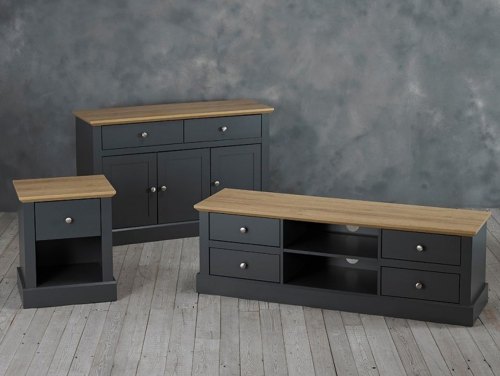 LPD Devon Charcoal and Oak Flat Packed Living Room Furniture