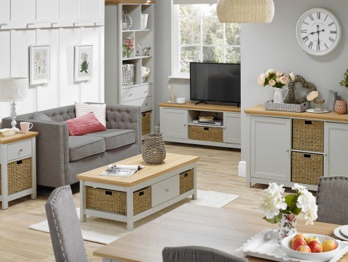 LPD Cotswold Grey and Oak Flat Packed Living Room Furniture