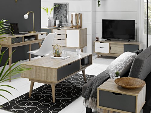 LPD Scandi Oak and Grey Flat Packed Living Room Furniture