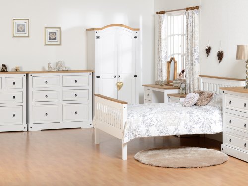 Seconique Corona White and Pine Flat Packed Bedroom Furniture