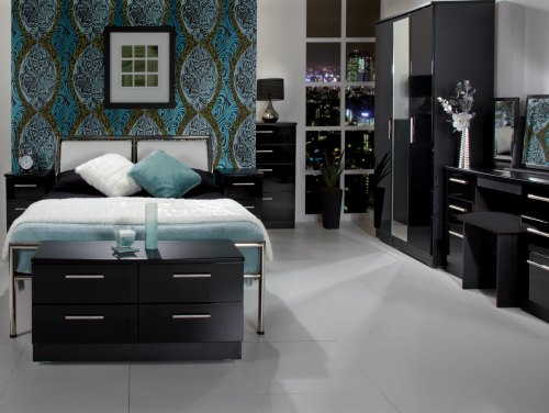 Welcome Knightsbridge Black High Gloss Assembled Bedroom Furniture