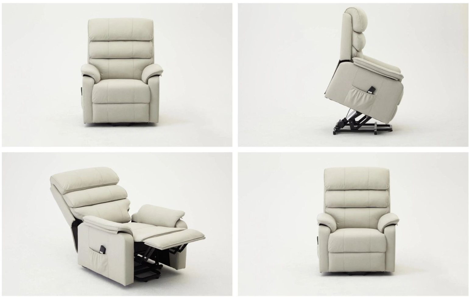 TGC Lewis Single Motor Light Grey Air Leather Riser Recliner Chair