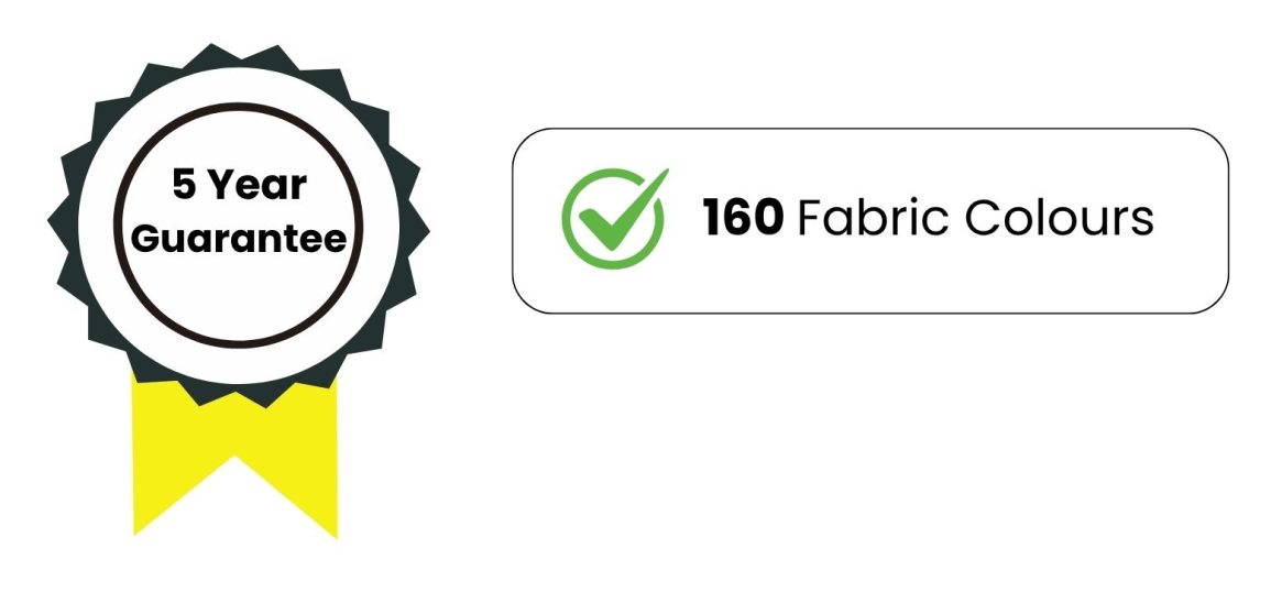 5 year guarantee 160 fabric colours