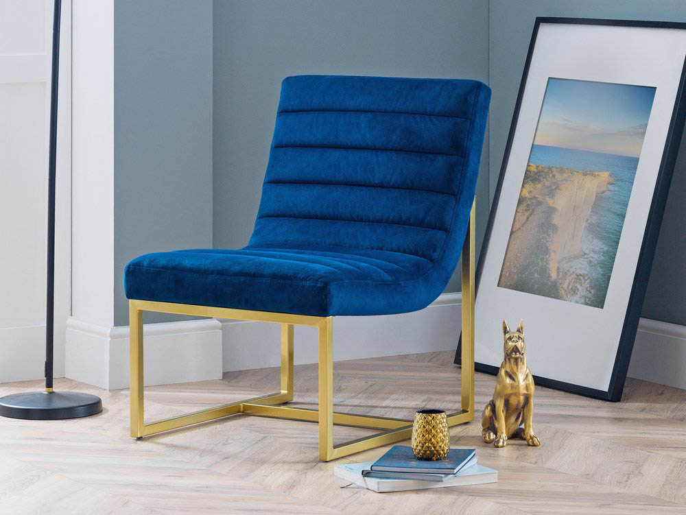 Julian Bowen Julian Bowen Bellagio Blue Velvet Upholstered Fabric Accent Chair