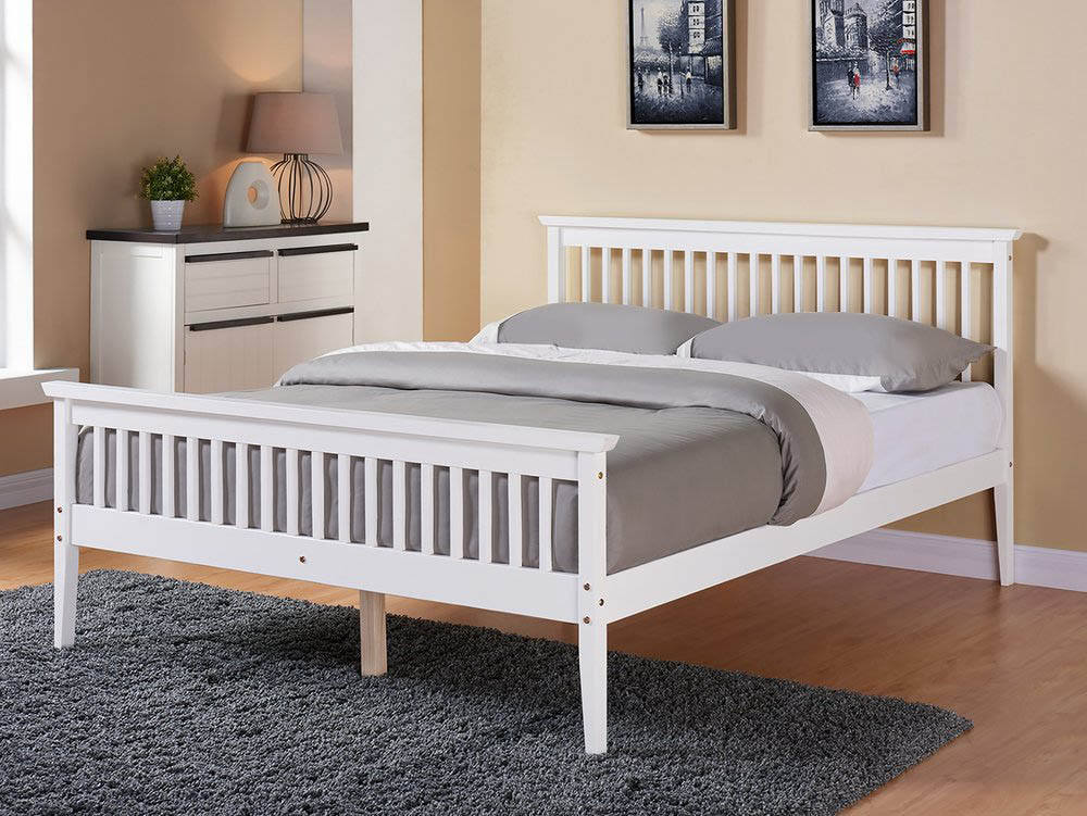 Tgc Shaker 5ft King Size White Wooden Bed Frame Archers Sleepcentre Tgc Shaker 5ft King Size White Wooden, Wooden Bed Base King Size