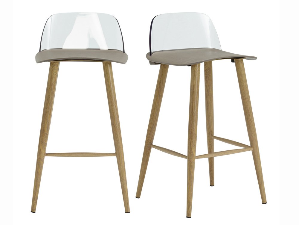 LPD LPD Chelsea Stone and Oak Bar Stools ( Pack of 2)