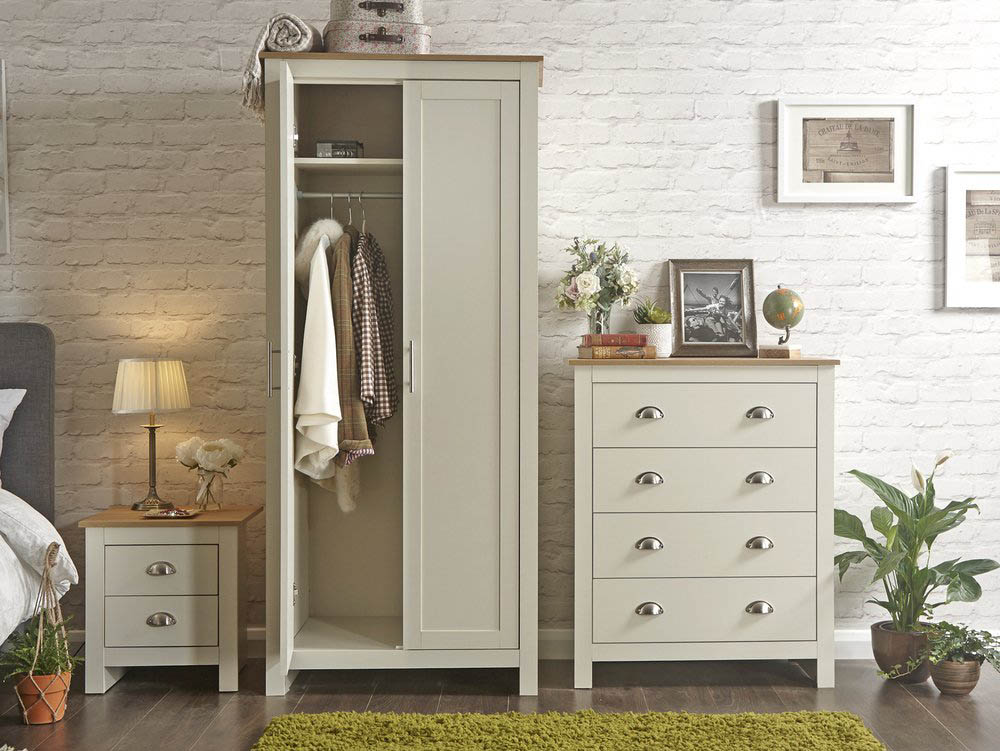 GFW GFW Lancaster Cream and Oak 3 Piece Bedroom Furniture Package (Flat Packed)