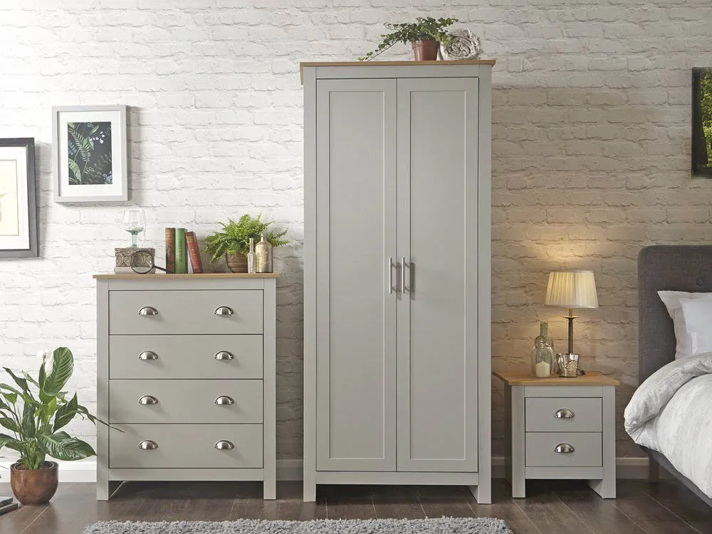 GFW GFW Lancaster Grey and Oak 3 Piece Bedroom Furniture Package