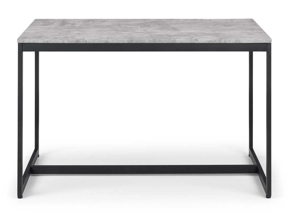 Julian Bowen Julian Bowen Staten 120cm Concrete Effect and Black Dining Table and 2 Bench Set