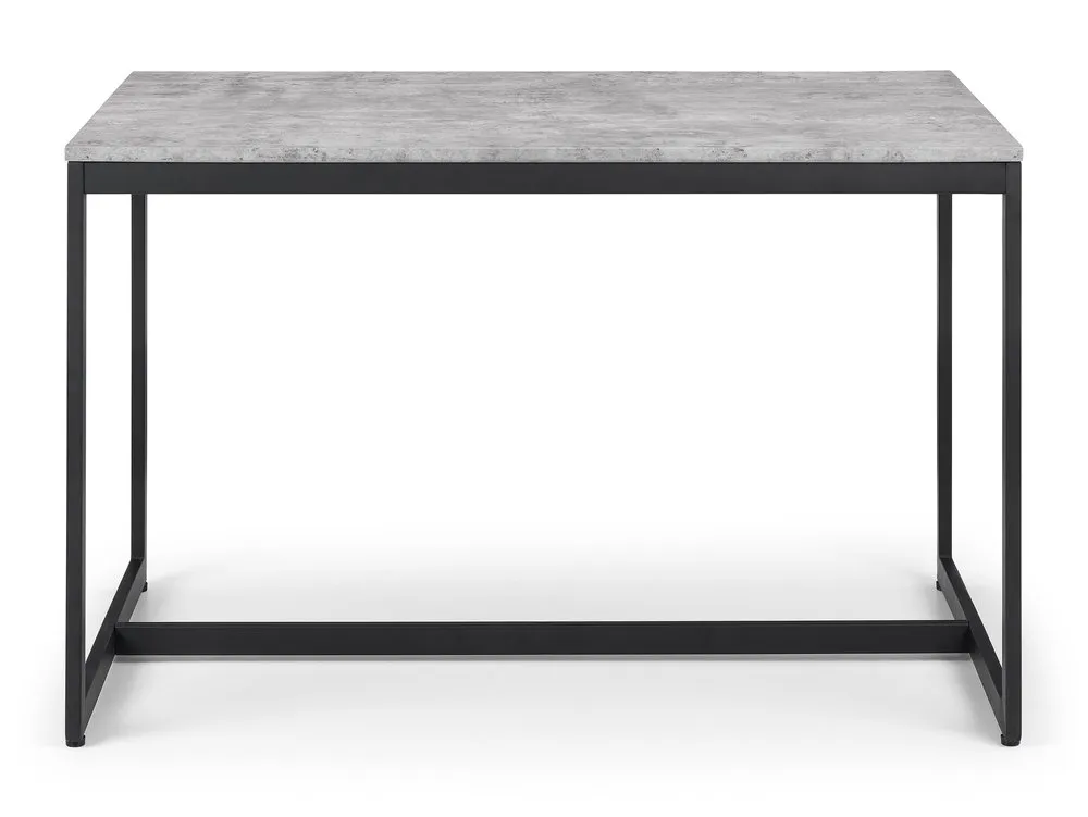 Julian Bowen Julian Bowen Staten 120cm Concrete Effect Dining Table with 2 Black Chairs and Bench Set