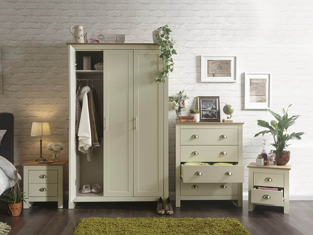 GFW GFW Lancaster Cream and Oak 4 Piece Bedroom Furniture Package (Flat Packed)