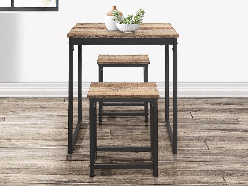 Birlea Birlea Urban Rustic Compact Dining Table And 2 Stool Set
