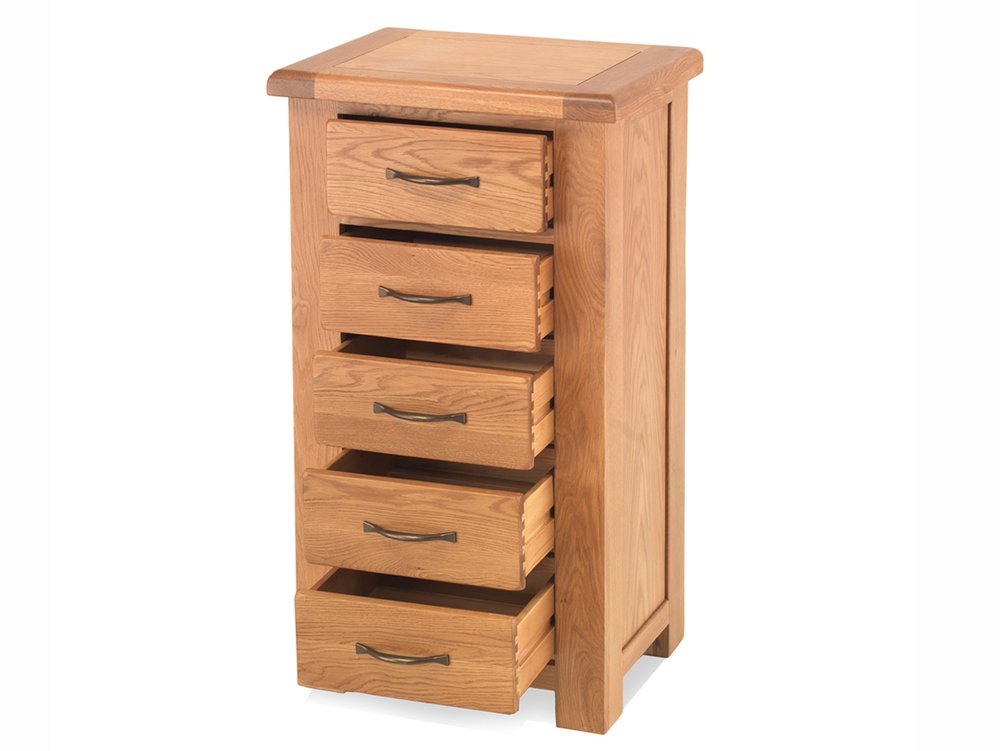 Archers Archers Ambleside 5 Drawer Oak Wooden Tall Narrow Chest of Drawers (Assembled)