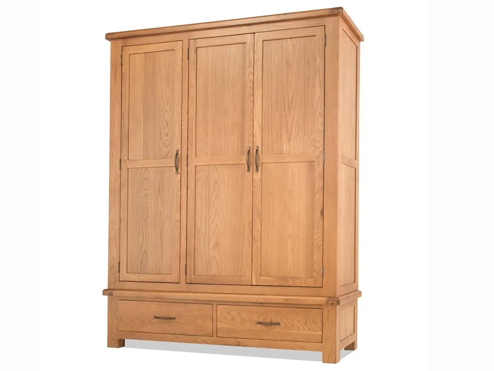 Archers Archers Ambleside 3 Door 2 Drawer Oak Wooden Triple Wardrobe (Part Assembled)