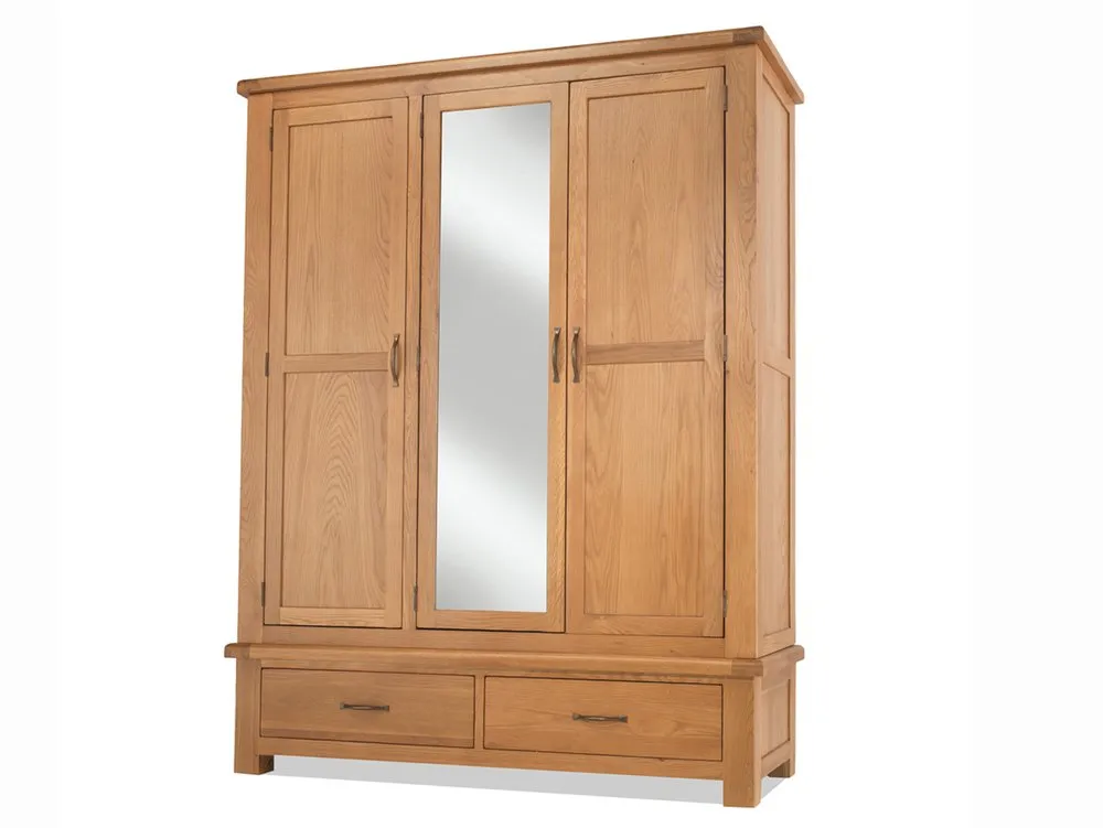 Archers Archers Ambleside 3 Door 2 Drawer Mirrored Oak Wooden Triple Wardrobe (Part Assembled)