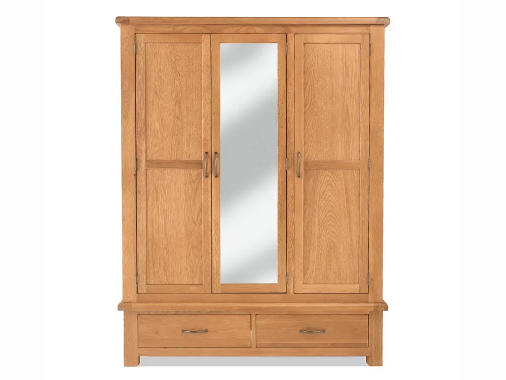 Archers Archers Ambleside 3 Door 2 Drawer Mirrored Oak Wooden Triple Wardrobe (Part Assembled)