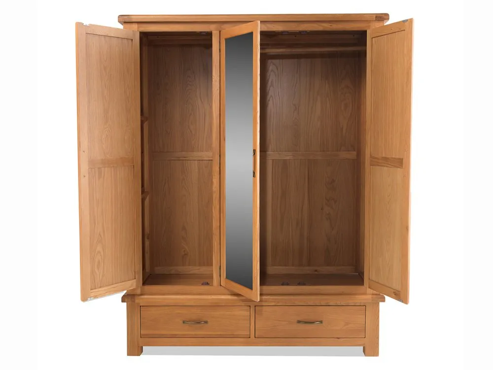 Archers Archers Ambleside 3 Door 2 Drawer Mirrored Oak Wooden Triple Wardrobe (Part Assembled)