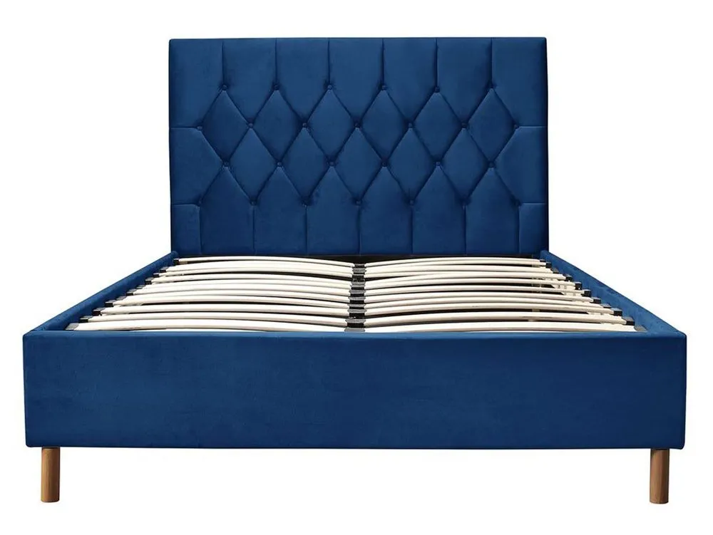 Birlea Furniture & Beds Birlea Loxley 4ft Small Double Midnight Blue Fabric Bed Frame