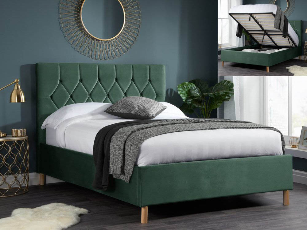 Birlea Birlea Loxley 5ft King Size Green Upholstered Fabric Ottoman Bed Frame