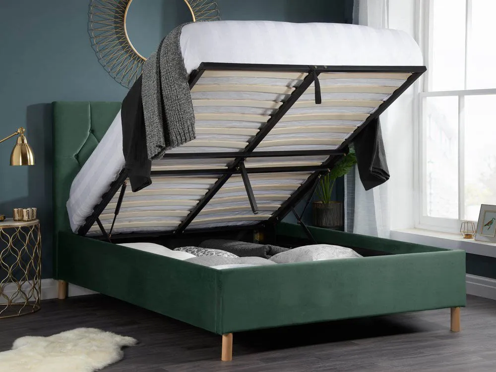 Birlea Furniture & Beds Birlea Loxley 4ft6 Double Green Fabric Ottoman Bed Frame
