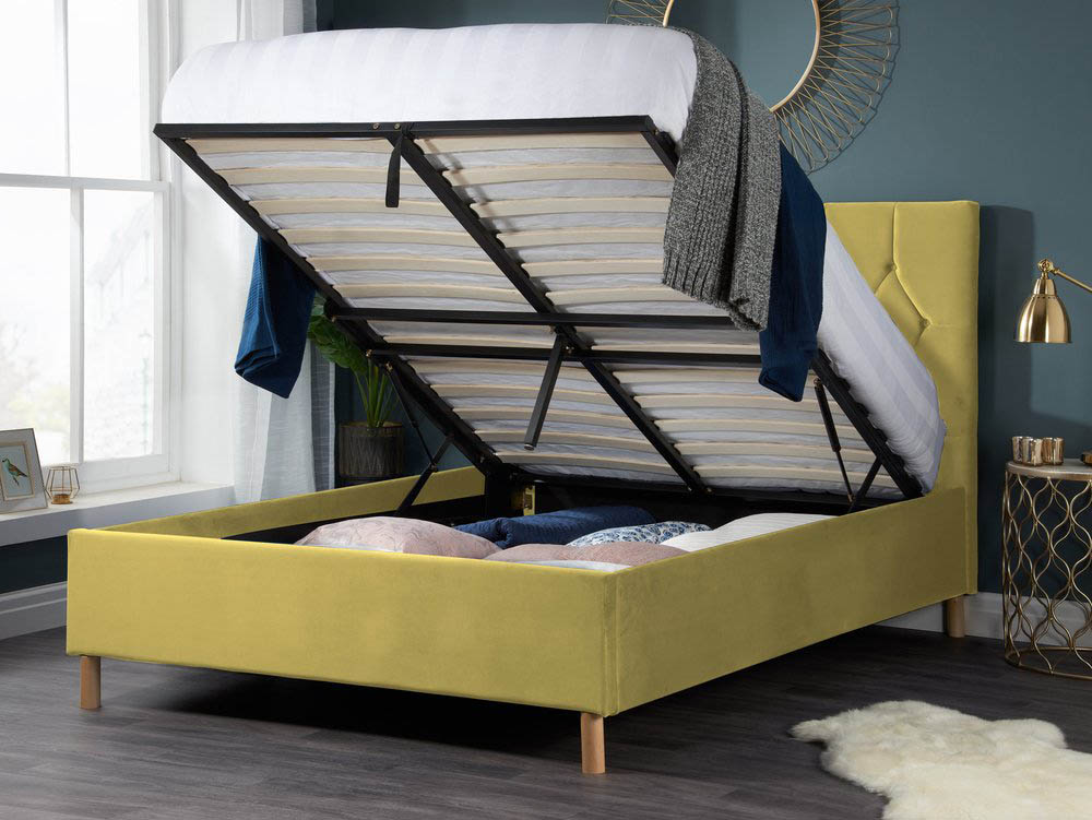 Birlea Birlea Loxley 5ft King Size Mustard Upholstered Fabric Ottoman Bed Frame