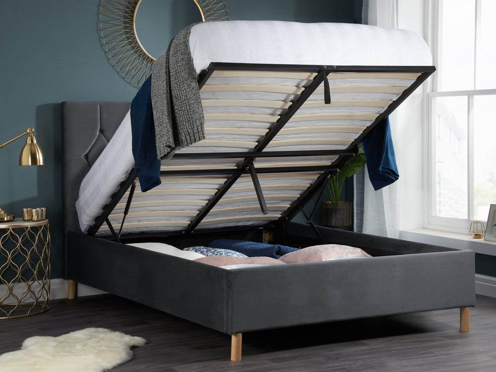 Birlea Birlea Loxley 4ft Small Double Grey Upholstered Fabric Ottoman Bed Frame