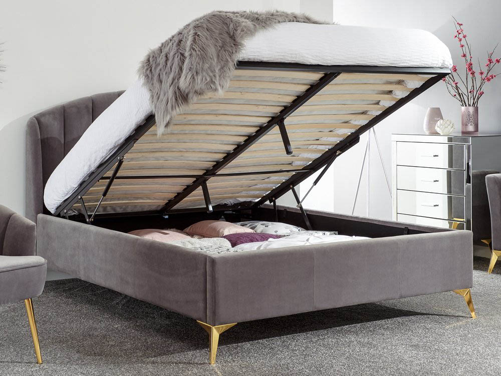 GFW GFW Pettine 4ft6 Double Grey Upholstered Fabric Ottoman Bed Frame