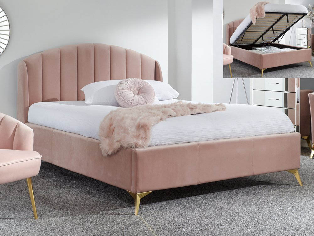 GFW GFW Pettine 5ft King Size Pink Upholstered Fabric Ottoman Bed Frame