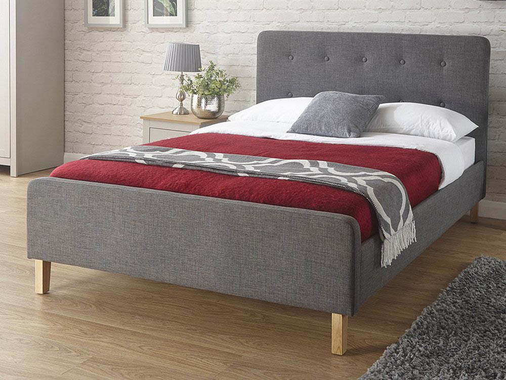 Gfw Ashbourne 5ft King Size Grey Upholstered Fabric Bed Frame Archers Sleepcentre Grey Upholstered Fabric Bed Frame, Wood Fabric King Bed