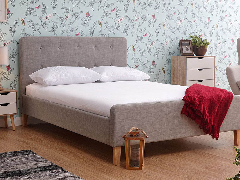 GFW GFW Ashbourne 4ft6 Double Light Grey Upholstered Fabric Bed Frame