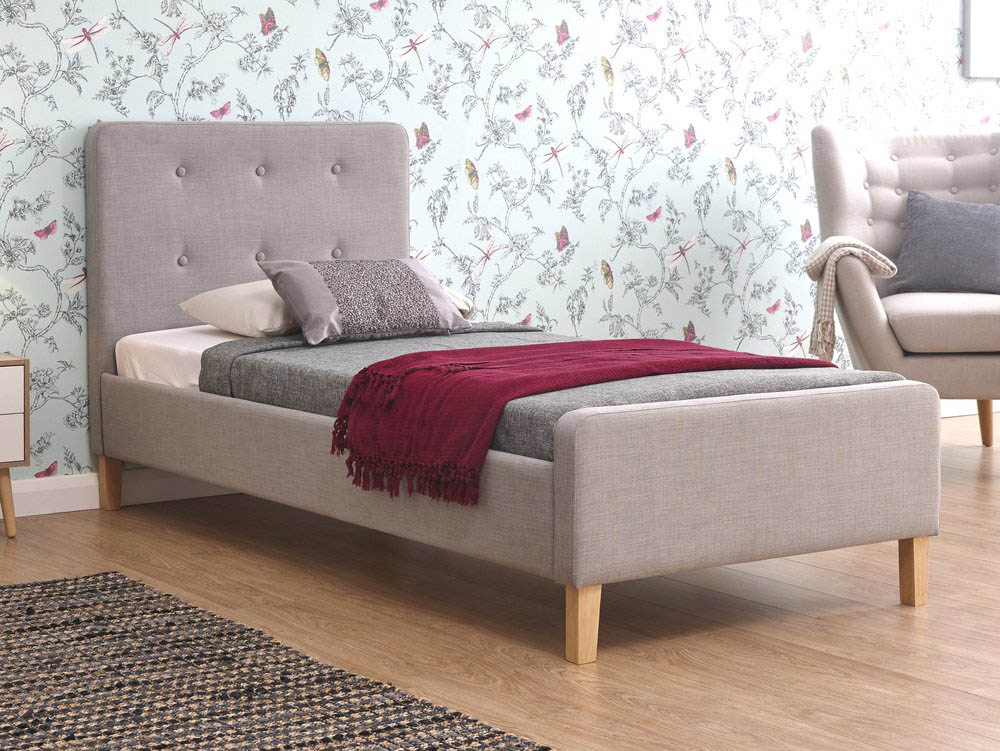 GFW GFW Ashbourne 3ft Single Light Grey Upholstered Fabric Bed Frame
