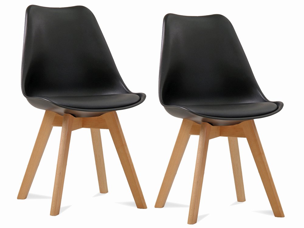 LPD LPD Louvre Set of 2 Black Moulded Dining Chairs