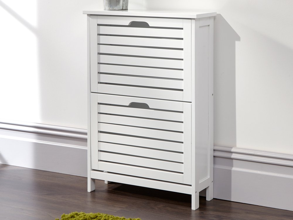 GFW GFW Bergen White 2 Tier Shoe Cabinet (Flat Packed)