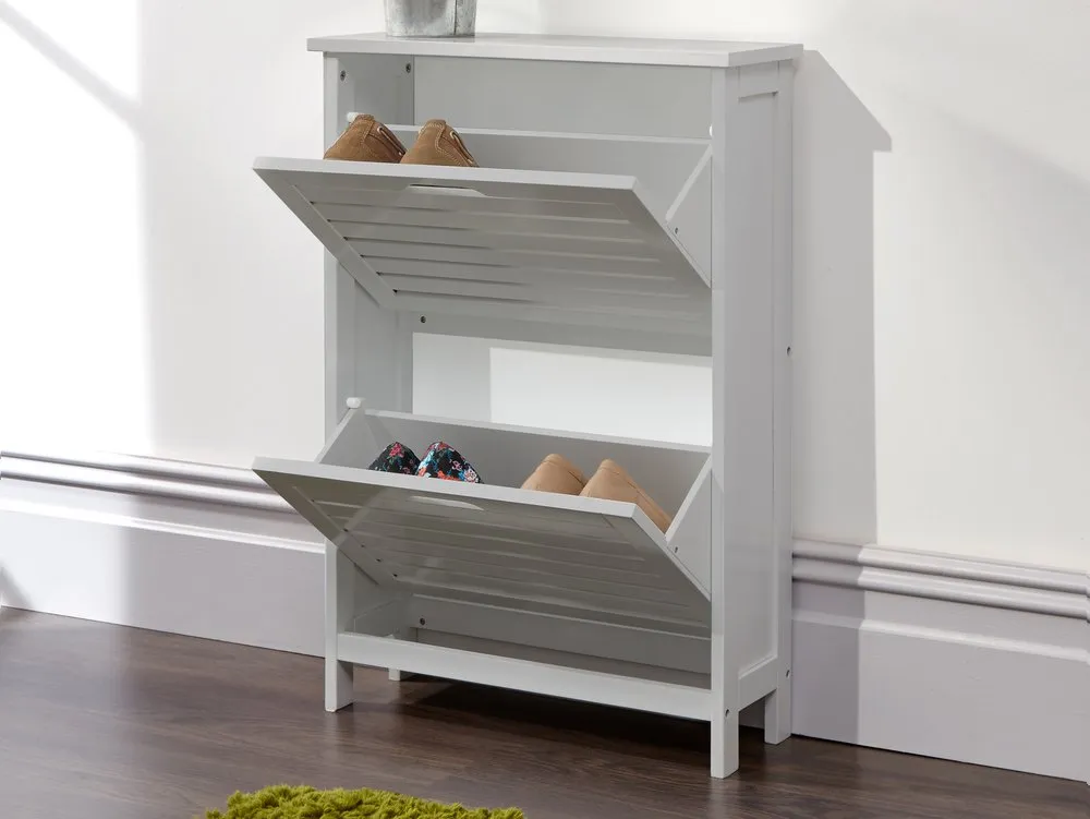 GFW GFW Bergen Grey 2 Tier Shoe Cabinet (Flat Packed)