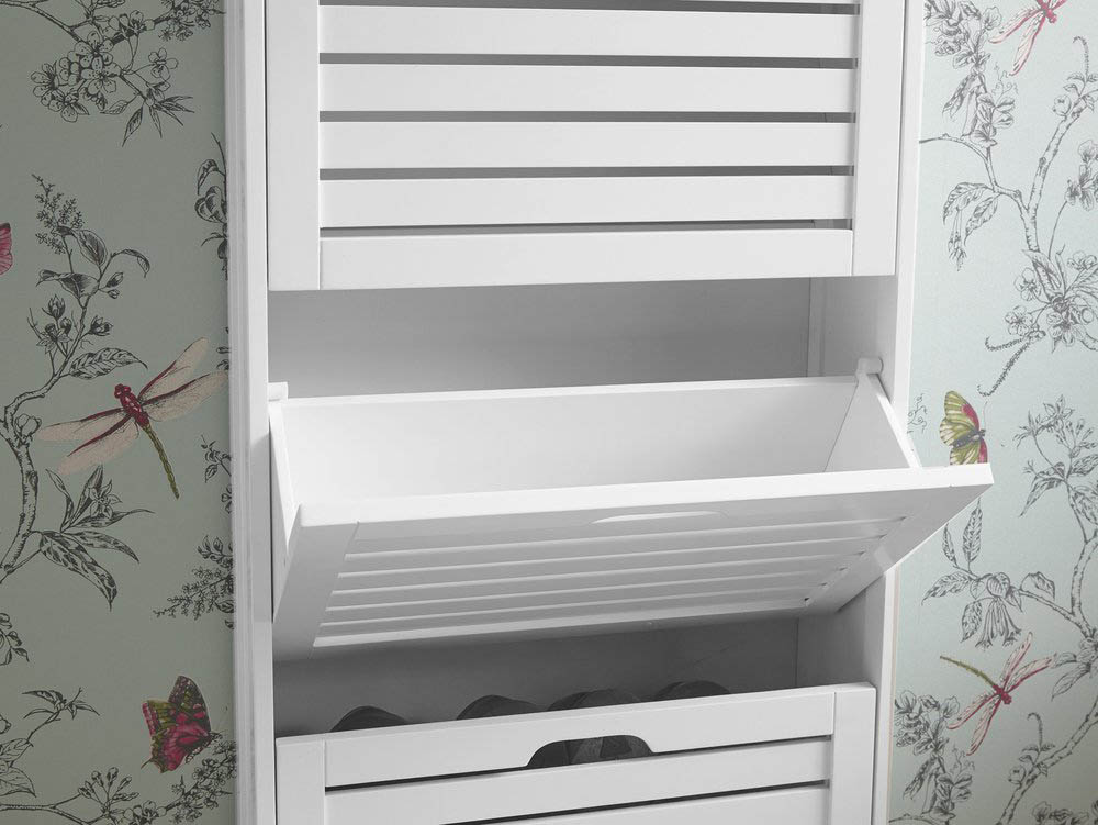 GFW GFW Bergen White 3 Tier Shoe Cabinet (Flat Packed)