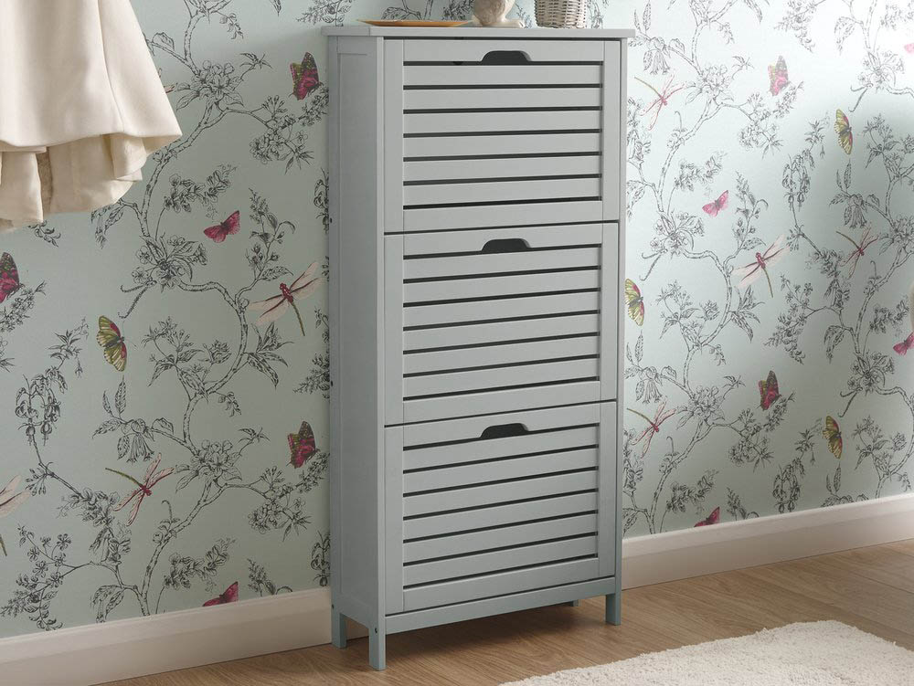 GFW GFW Bergen Grey 3 Tier Shoe Cabinet (Flat Packed)