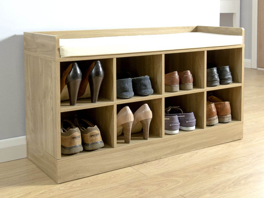 GFW GFW Kempton Oak 2 Tier Shoe Bench (Flat Packed)