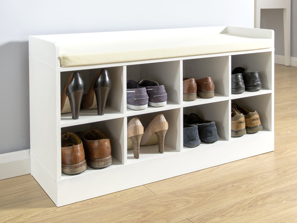 GFW GFW Kempton White 2 Tier Shoe Bench (Flat Packed)