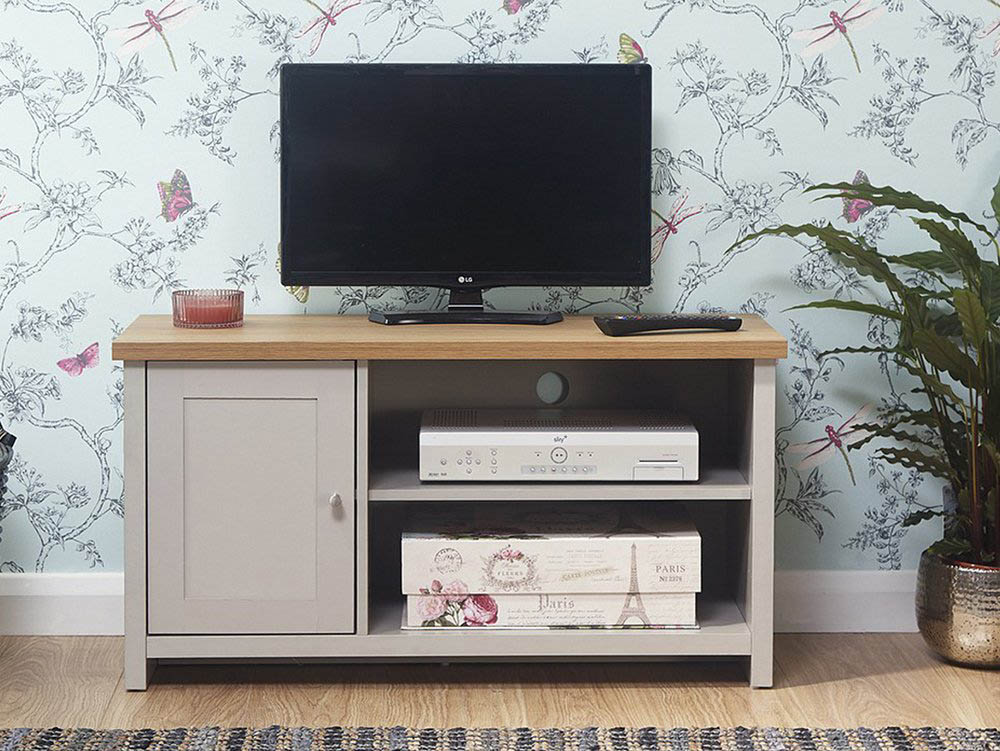 GFW GFW Lancaster Grey and Oak 1 Door Small TV Cabinet (Flat Packed)