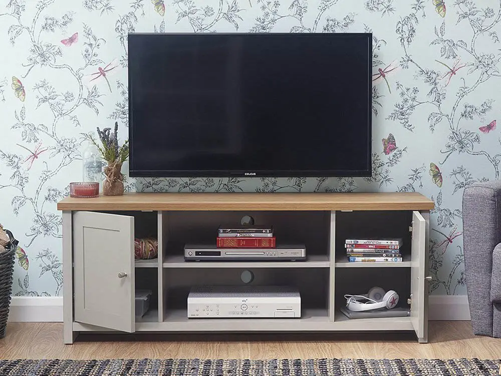 GFW GFW Lancaster Grey and Oak 2 Door Large TV Cabinet