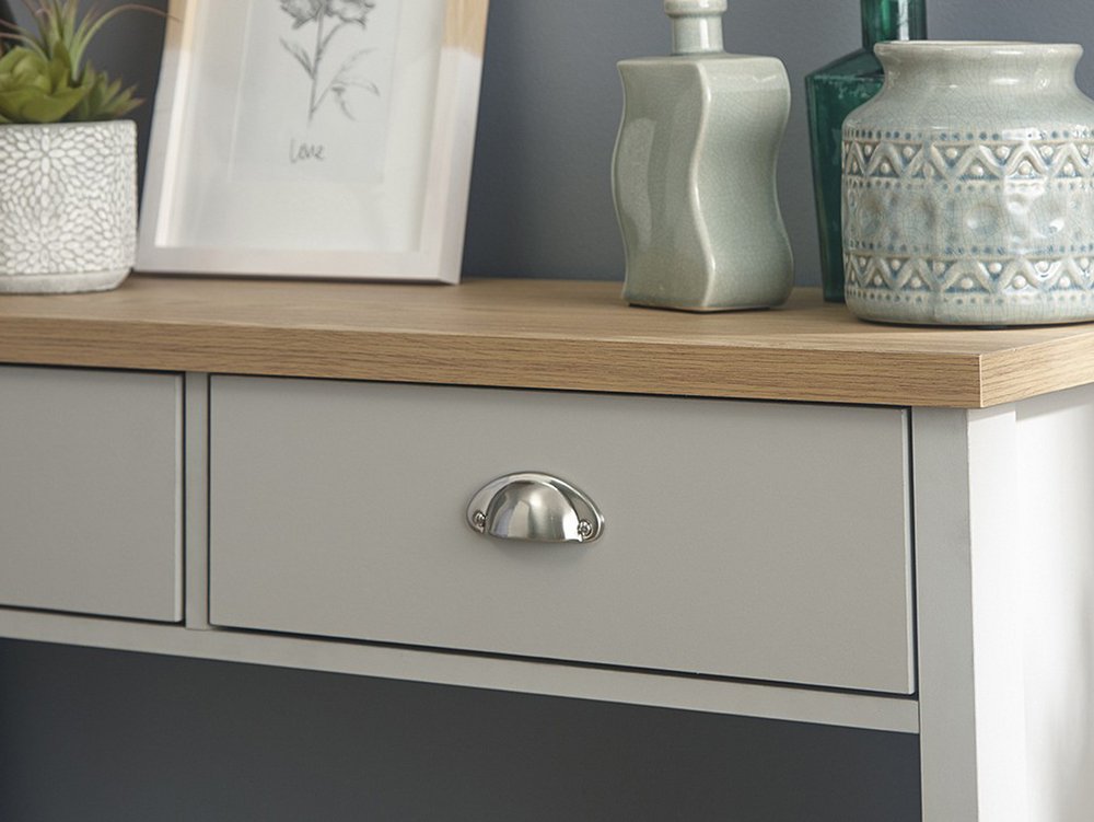 GFW GFW Lancaster Grey and Oak 2 Drawer Console Table (Flat Packed)