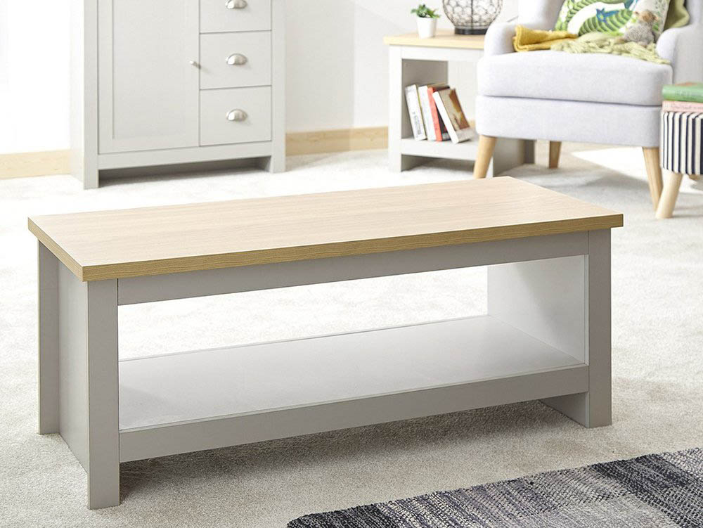 GFW GFW Lancaster Grey and Oak Coffee Table with Shelf (Flat Packed)