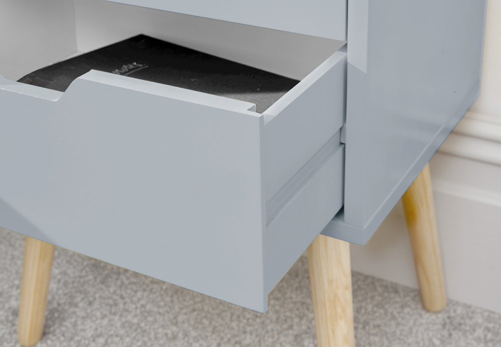 GFW GFW Nyborg 2 Drawer Light Grey Bedside Cabinet (Flat Packed)