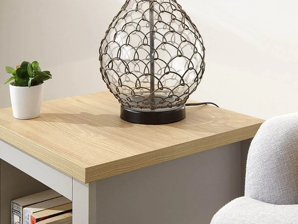 GFW GFW Lancaster Grey and Oak Side Table with Shelf